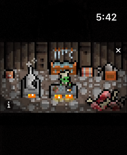 An animated pixel-art orc working at a cooking pot in Inner Orc's Cooking minigame.